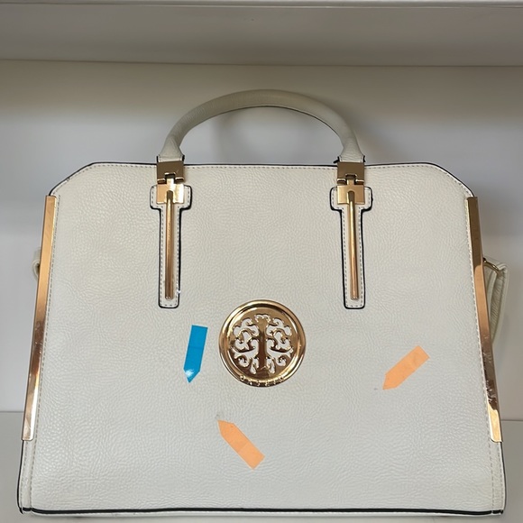 Dasein Women’s Bag Handbag Tote White with Gold Accents Pockets Organize - Picture 5 of 14